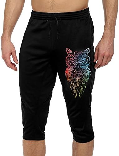 Galaxy Dreamcatcher Owl Men's Print French Terry Jogger Pants Athletic Yoga Workout Pants L