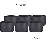 Oppolite 45 Gallon 6-Pack Round Fabric Fabric Aeration Pots Container for Nursery Garden and Planting Grow (45 Gallon/6 Pack)