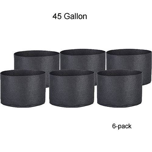 Oppolite 45 Gallon 6-Pack Round Fabric Fabric Aeration Pots Container for Nursery Garden and Planting Grow (45 Gallon/6 Pack)