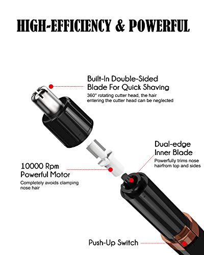 Nose Hair Trimmer for Men & Women, HAMSWAN Upgraded 2019 Version Electric Painless grooming Nostril and Ear Hair Trimmers/Clippers Removal,Mute Motor,Double-Edge Stainless Steel Blades, Battery-Operat