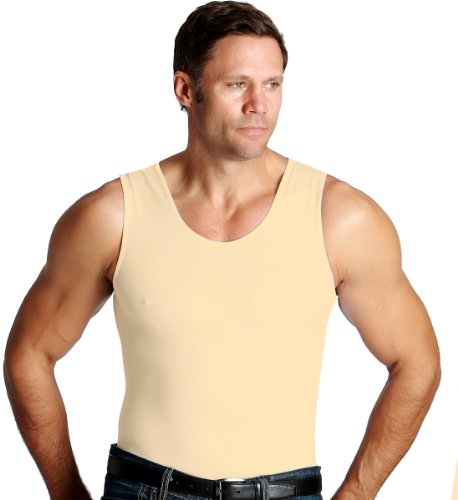 Insta Slim Mens Compression Muscle Tank T-Shirt (Medium, Nude), The Magic Is In The Fabric!