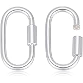 PH PandaHall 2pcs 925 Sterling Silver Screw Lock Clasps, Locking Carabiner Clasp Oval Jewelry Clasp Necklace Connector for DIY Craft Necklace Bracelets Keychain Jewelry Making, 16x8mm