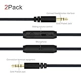 BestGot Audio Cable 3.5mm Headphone aux Cord with Microphone in-line Volume (4.3ft / 1.3m) for PS4 Controller, Headphones,Home/Car Stereos and More (2 Pack Black)