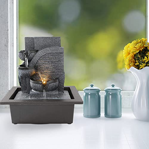 WICHEMI Tabletop Water Fountain Indoor Fountains Illuminated Feng Shui Zen Meditation Calming