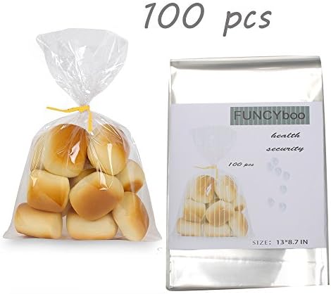 Clean Bread Loaf Bags, FUNCYboo 100pcs Non Stick, 13 X 8.7 inches Gift Storage Bag, Pastry Bags, Food of Packing Bags