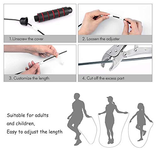 YHKJ 2 Pack Jump Rope，Workout Skipping Exercise Fitness，Jumping Rope  for Adults Women Men Kids，with Hair tie