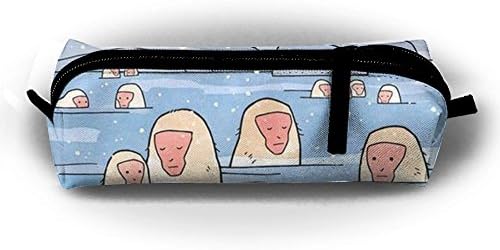 Unique Pencil Pen Case Japanese Snow Monkeys Office Organizer Makeup Pouch Stationery Bag