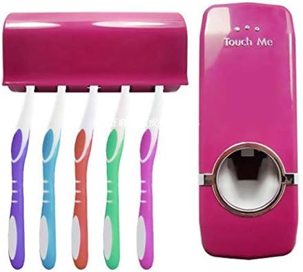 Meihet Automatic Toothpaste Dispenser with Wall Mount Toothbrush Holder Toothpaste Squeezer with 5 Brushes Hanger