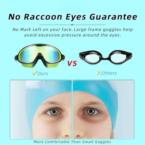 Kids Swim Goggles 2 Pack Pool Goggles Anti-Fog Anti-UV Wide View No Leaking Swimming Goggles for Children 3-14