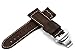 iStrap 24mm Genuine Calf Leather Military Watch Band W/ Polished Deployant for Panerai 44 - Dark Brown