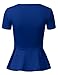 Doublju Stretchy Flare Peplum Blouse Tops for Women with Plus Size Royal X-Large
