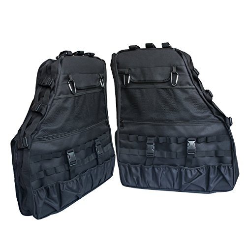MOEBULB Multi-Pockets Roll Cage Cargo Storage Bag Saddlebag for Jeep Wrangler JK 2007 - 2016 Tool Kits Bottle Drink Phone Tissue Gadget Holder (4-Door , 2pcs/set)