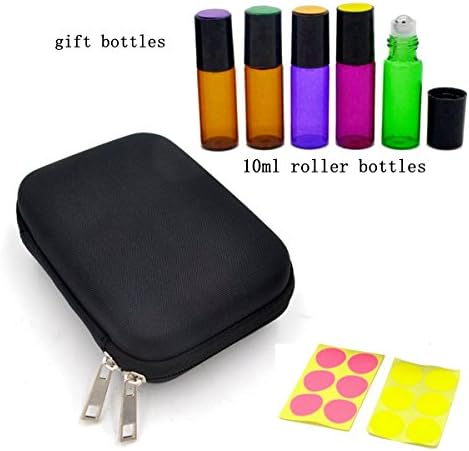 Portable Essential Oils Storage Carrying Case Hard Shell Organizer Bag Travel Carrier Holds 10 Bottles Young Living &amp; doTERRA, Perfect for 5ml - 10ml Roller Bottles and 5ml Orifice Bottle, Black