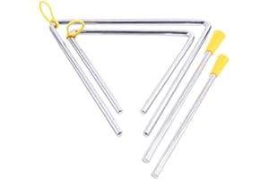 Onwon 5" & 7" Music Triangle Set with Strikers - Silver Steel Percussion Instrument for Kids & Beginners