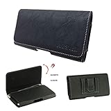 LG G5 G4 G3 Premium Large Horizontal Black Faux Leather Pouch Case Belt Clip Holster (fits the Phone + / hybrid / slim protective cover / silicone case on)