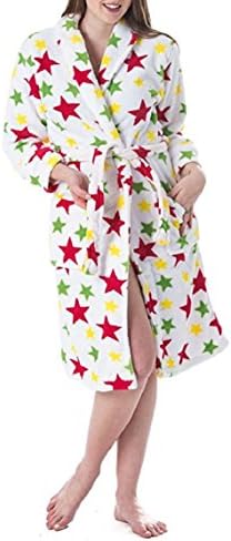 Prime Sleepwear Women's Stars printed Fleece Plush Robe XLarge-White