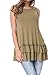 levaca Womens Shirts Sleeveless Ruffle Loose Fit Flare Tunic Tops Army Green XL