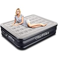 OlarHike Queen Air Mattress with Built-in Pump for Guests, Inflatable Double High Elevated Airbed with Comfortable Top, Raised 18" Real Air Mattresses as Camping Bed, Inflated Size - 80 × 60 × 18 INCH