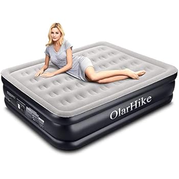 OlarHike Queen Air Mattress with Built-in Pump for Guests, Inflatable Double High Elevated Airbed with Comfortable Top, Raised 18