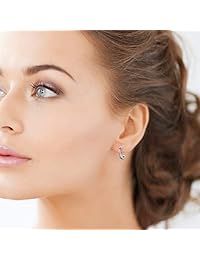 Jade Marie Allure, aretes de aro colgantes plateados, chapados en oro blanco de 18 quilates, pequeños aros trenzados con cristales de Swarovski y cierre de palanca, aretes de aro pequeños para mujeres, joyería para dama de honor.