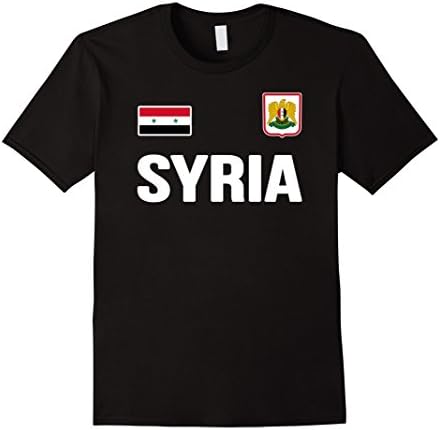 Mens SYRIA T-shirt Syrian Flag Retro Soccer Jersey Style Tee Medium Black