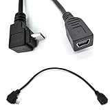 HENGSHENG® 25cm 90 Degree USB 2.0 Hi-Speed Mini 5-Pin Female to Micro USB Male Converter Adapter
