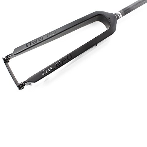 QILEFU Mountain Bike Full Carbon Fibre Bicycle Hard Front Fork Disc Brake MTB 26er 29er Parts (Black, Small)
