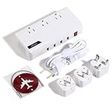 Best International Travel Adapter and Voltage Converter 200 Watts - Quiet Mode - 4 USB - Bonus Luggage TAG & CASE - 220V to 110V Travel Converter for UK/AUS/EU/Asia/Africa Guarantee