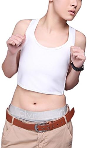 Nilover Women's Strapless Short Corset Les Lesbian Undershirt Tomboy Flat Slim Vest Chest Binder Black White