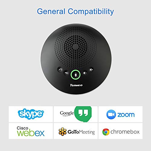 Tenveo USB Speakerphone - Speaker for 8-10 People Business Conference Phone 360°Voice Pickup 4 AI Microphones USB Skype Speakerphone Conference Call Speaker Plug and Play - Thumbnail 4