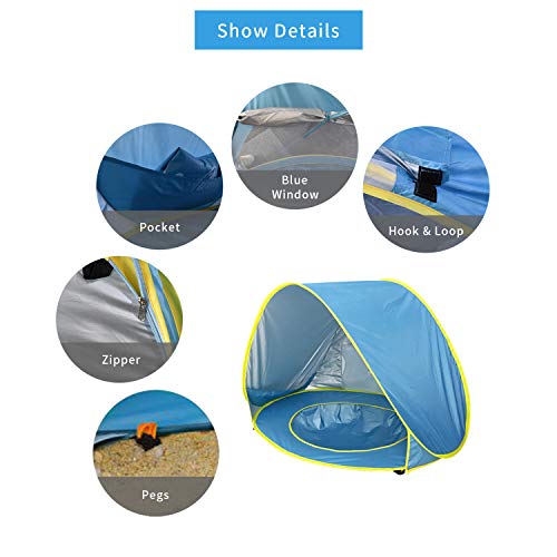 Baby Beach Tent,Pop Up UPF 50+ UV Protection & Waterproof Sun Shelter Baby Pool Canopy Beach Tent Instant Sunshade Cabana Beach Canopy with Carry Bag and 4 Pegs