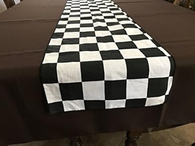 Zen Creative Designs Black 2 Inch Checkerboard Print Cotton Table Runner Perfect Decor for Holiday Parties or NASCAR Themed Events
