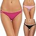 Ekouaer Bikini Panty Womens Seam Free String Microfiber Briefs 3 Pack Assorted Colors,3 Pack-black/Pink/Rose Red,Large