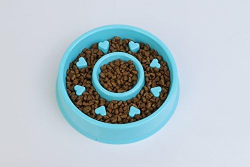Slow Feeder Bowl Pets Bowls Fun Interactive Feeder Slow Feed And Drink Water Bowl Healthy Eating Diet Bloat Stop Happy Foraging Bowl For Dog Cat Pet - Blue
