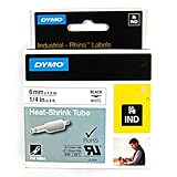 DYMO Industrial Heat-Shrink Labels | Authentic DYMO Labels, For Tubing or Cables (1/4" Tube, Black on White)
