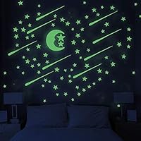 Mendom 210 Pcs Glow in Dark Stars,Moon and Shooting Stars, Glowing Stars for Ceiling and Wall Decals, Perfect for Kids Bedroom or Party Birthday Gift