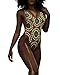 Women Sexy Retro Vintage African Print High Waist One Piece Swimwear M