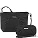 Travelon Anti-Theft Crossbody and RFID Clutch - Small Handbag & Wallet Set for Travel & Everyday - (Black/Dusty Rose Interior)