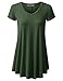 URBANCLEO Womens V-Neck Elong Tunic Top Mini T-Shirt Dress Olive XLarge