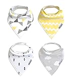 Drool Bibs Bandana Bibs for Teething, Organic Cotton, Unisex Baby Bib Gift Set for Boys and Girls by Little Kims - 4-Pack Set Sweet Dreams