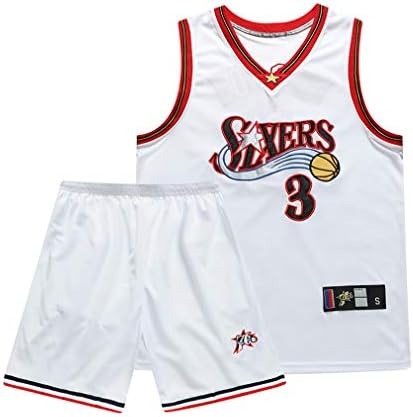 Jersey Philadelphia 76Ers Allen Iverson #3, T-Shirt Suit New Suit Youth Children Men Embroidery Basketball (S/M/L/XL / 2XL / 3XL)