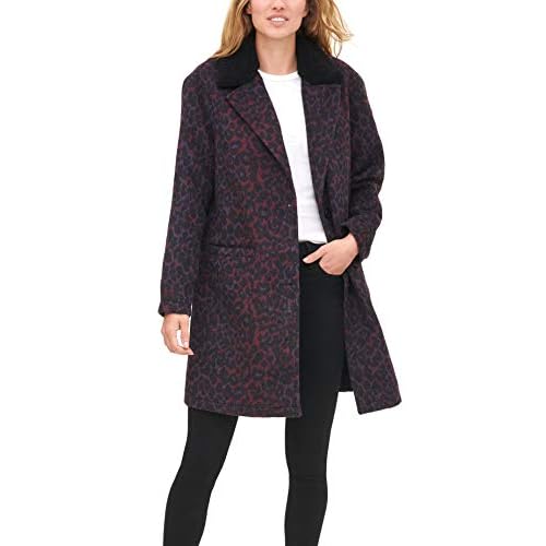 levi's women's wool plaid sherpa collar top coat
