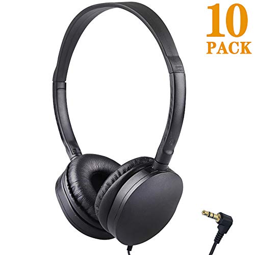 Bulk Headphones Wholesale Earbuds Earphones 10 Pack for Kids School Classroom Students Children and Adult (10 Black)