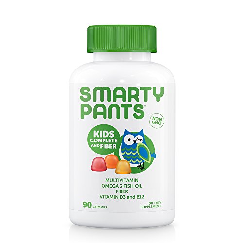 SmartyPants Kids Complete and Fiber Gummy Vitamins: Multivitamin, Prebiotic Fiber & Omega 3 Fish Oil (DHA/EPA Fatty Acids), 90 Count