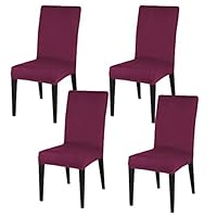 Trotinic Dining Chair Covers,Stretch Spandex Removable Washable Dining Chair Slipcover for Hotel,Dining Room,Ceremony,Banquet Wedding Party(4,Dark Wine Red)