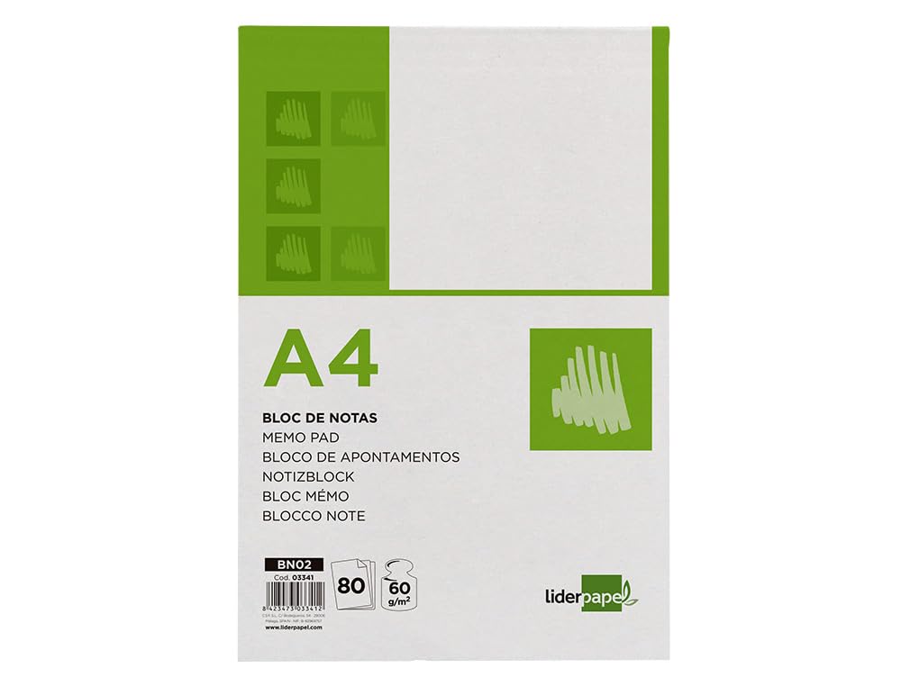 liderpapel 03341 Covered Notepad recarton Printed A4 297 x 210 mm 250g/m2 Green