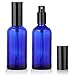 Hydior 3.4oz Glass Spray Bottle, Perfume Atomizer - Empty Refillable Blue Bottles with Black metal Fine Mist Sprayers - 2 Pack