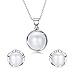 DIAMOVI Stunning Flawless Pearl Stud Earrings & Silver Chain Pendant Set| Natural, Flawless Freshwater Pearl & 925 Sterling Silver| The Most Unique Fashion Jewelry Set (1 | White Pearls)