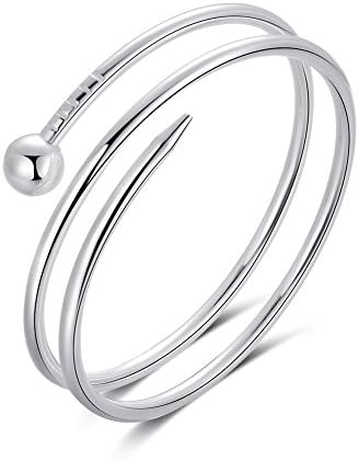 Alipeia New Fashion Twist Double-Deck Cuff Silver Plated Nail Bangle Bracelet