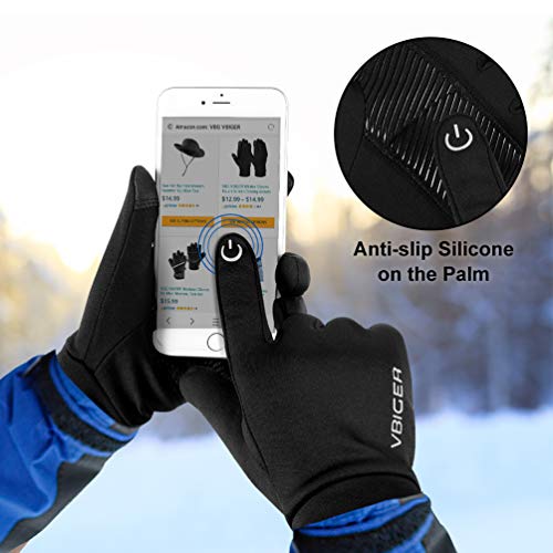 Vbiger Reflective Sports Gloves Full Finger Winter Gloves Touch Screen